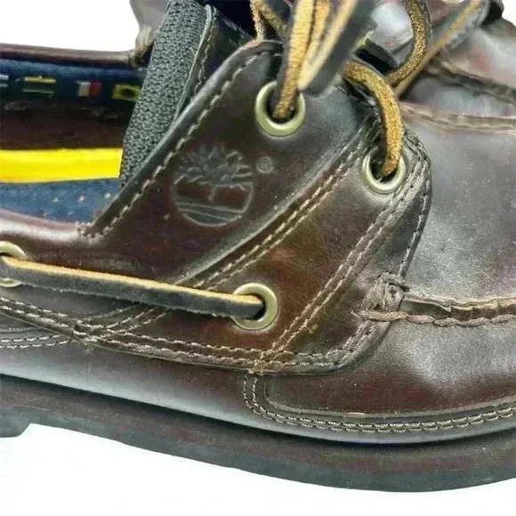 Timberland Men's Brown Leather 2-Eye Boat Shoes Size 9 Casual - Picture 11 of 13